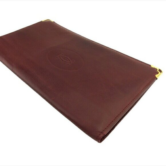 CARTIER Bi -fold Mastrin Bordeaux Leather Authentic USED - Picture 5 of 10